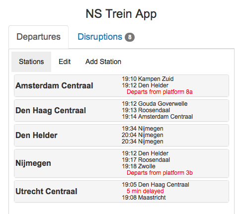 Project 6: Dutch Trains web app.